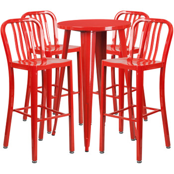 Flash Furniture 24RD Red Metal Bar Set, Model# CH-51080BH-4-30VRT-RED-GG