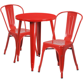 Flash Furniture 24RD Red Metal Table Set, Model# CH-51080TH-2-18CAFE-RED-GG