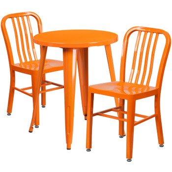 Flash Furniture 24RD Orange Metal Table Set, Model# CH-51080TH-2-18VRT-OR-GG