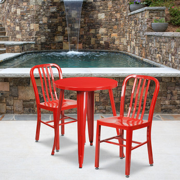 Flash Furniture 24RD Red Metal Table Set, Model# CH-51080TH-2-18VRT-RED-GG 2