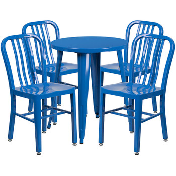 Flash Furniture 24RD Blue Metal Table Set, Model# CH-51080TH-4-18VRT-BL-GG