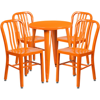 Flash Furniture 24RD Orange Metal Table Set, Model# CH-51080TH-4-18VRT-OR-GG