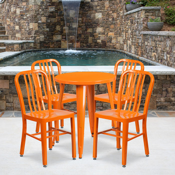 Flash Furniture 24RD Orange Metal Table Set, Model# CH-51080TH-4-18VRT-OR-GG 2