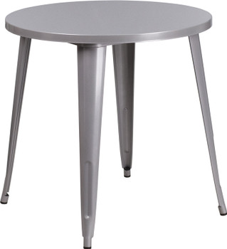 Flash Furniture 30RD Silver Metal Table, Model# CH-51090-29-SIL-GG