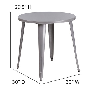 Flash Furniture 30RD Silver Metal Table, Model# CH-51090-29-SIL-GG 2