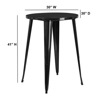 Flash Furniture 30RD Black Metal Bar Table, Model# CH-51090-40-BK-GG 2
