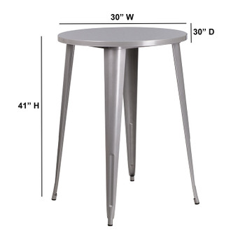Flash Furniture 30RD Silver Metal Bar Table, Model# CH-51090-40-SIL-GG 2