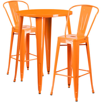 Flash Furniture 30RD Orange Metal Bar Set, Model# CH-51090BH-2-30CAFE-OR-GG