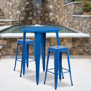 Flash Furniture 30RD Blue Metal Bar Set, Model# CH-51090BH-2-30SQST-BL-GG 2
