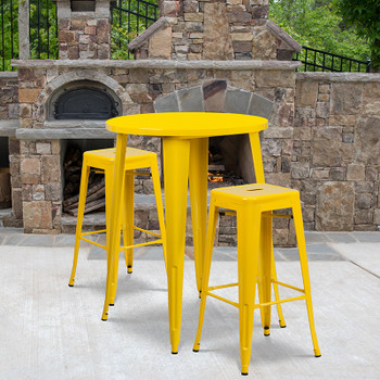 Flash Furniture 30RD Yellow Metal Bar Set, Model# CH-51090BH-2-30SQST-YL-GG 2