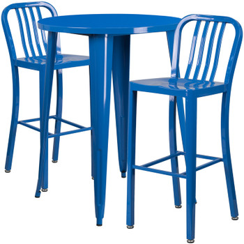 Flash Furniture 30RD Blue Metal Bar Set, Model# CH-51090BH-2-30VRT-BL-GG