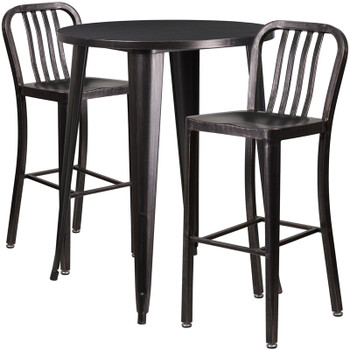 Flash Furniture 30RD Aged Black Metal Bar Set, Model# CH-51090BH-2-30VRT-BQ-GG