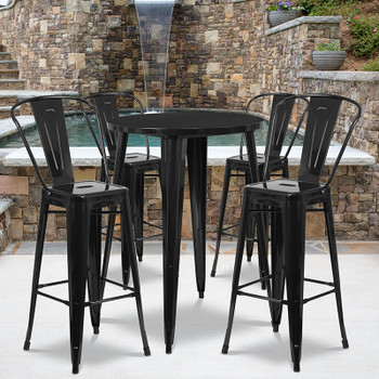 Flash Furniture 30RD Black Metal Bar Set, Model# CH-51090BH-4-30CAFE-BK-GG 2