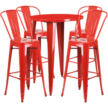 Flash Furniture 30RD Red Metal Bar Set, Model# CH-51090BH-4-30CAFE-RED-GG