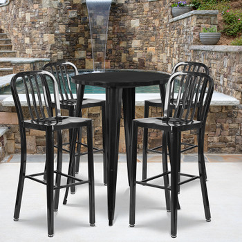 Flash Furniture 30RD Black Metal Bar Set, Model# CH-51090BH-4-30VRT-BK-GG 2