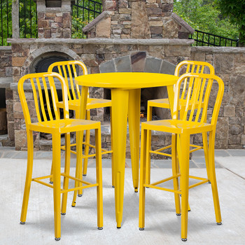 Flash Furniture 30RD Yellow Metal Bar Set, Model# CH-51090BH-4-30VRT-YL-GG 2