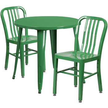 Flash Furniture 30RD Green Metal Set, Model# CH-51090TH-2-18VRT-GN-GG