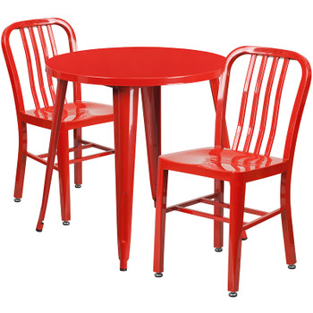 Flash Furniture 30RD Red Metal Set, Model# CH-51090TH-2-18VRT-RED-GG