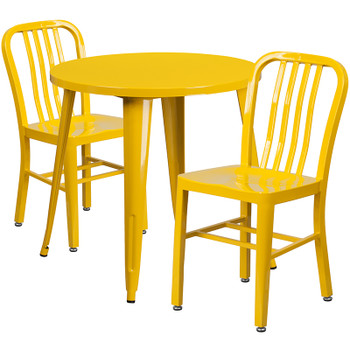 Flash Furniture 30RD Yellow Metal Set, Model# CH-51090TH-2-18VRT-YL-GG