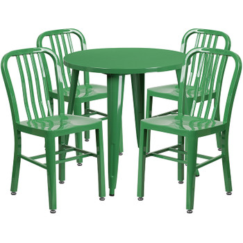 Flash Furniture 30RD Green Metal Set, Model# CH-51090TH-4-18VRT-GN-GG