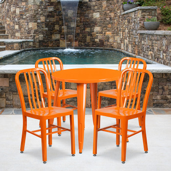 Flash Furniture 30RD Orange Metal Set, Model# CH-51090TH-4-18VRT-OR-GG 2