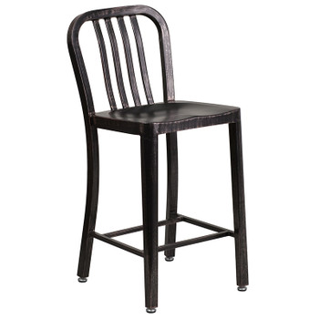 Flash Furniture 24" Aged Black Metal Stool, Model# CH-61200-24-BQ-GG