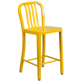 Flash Furniture 24" Yellow Metal Outdoor Stool, Model# CH-61200-24-YL-GG