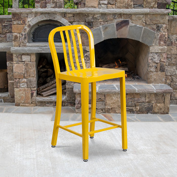 Flash Furniture 24" Yellow Metal Outdoor Stool, Model# CH-61200-24-YL-GG 2