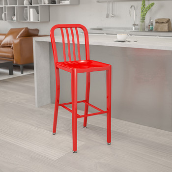 Flash Furniture 30" Red Metal Outdoor Stool, Model# CH-61200-30-RED-GG 2