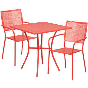 Flash Furniture 28SQ Coral Patio Table Set, Model# CO-28SQ-02CHR2-RED-GG