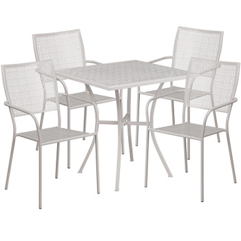 Flash Furniture 28SQ Gray Patio Table Set, Model# CO-28SQ-02CHR4-SIL-GG