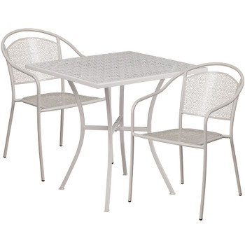 Flash Furniture 28SQ Gray Patio Table Set, Model# CO-28SQ-03CHR2-SIL-GG