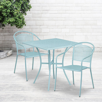 Flash Furniture 28SQ Sky Blue Patio Table Set, Model# CO-28SQ-03CHR2-SKY-GG 2