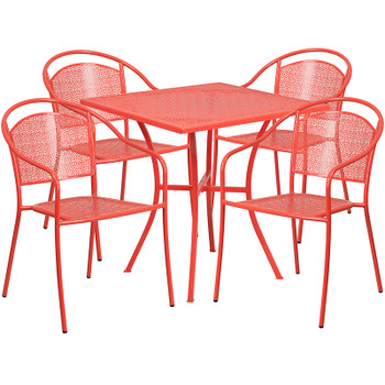 Flash Furniture 28SQ Coral Patio Table Set, Model# CO-28SQ-03CHR4-RED-GG