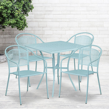 Flash Furniture 28SQ Sky Blue Patio Table Set, Model# CO-28SQ-03CHR4-SKY-GG 2