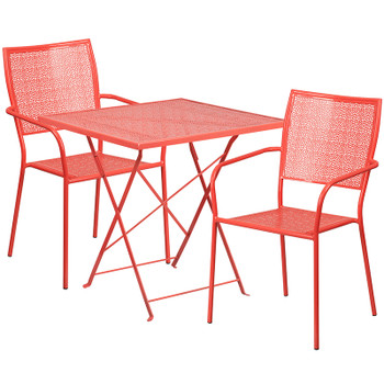 Flash Furniture 28SQ Coral Fold Patio Set, Model# CO-28SQF-02CHR2-RED-GG