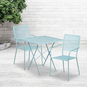 Flash Furniture 28SQ Sky Blue Fold Patio Set, Model# CO-28SQF-02CHR2-SKY-GG 2