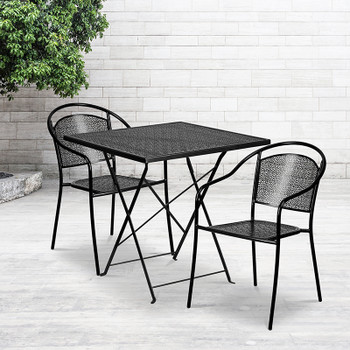 Flash Furniture 28SQ Black Fold Patio Set, Model# CO-28SQF-03CHR2-BK-GG 2