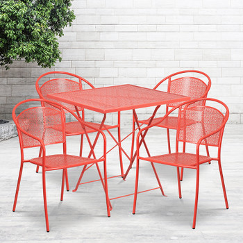 Flash Furniture 28SQ Coral Fold Patio Set, Model# CO-28SQF-03CHR4-RED-GG 2