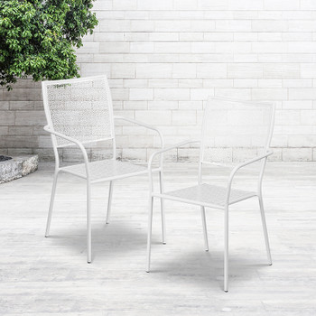 Flash Furniture White Square Back Patio Chair, Model# CO-2-WH-GG 2