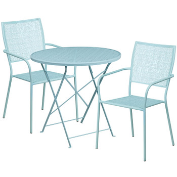 Flash Furniture 30RD Sky Blue Fold Patio Set, Model# CO-30RDF-02CHR2-SKY-GG