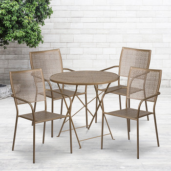 Flash Furniture 30RD Gold Fold Patio Set, Model# CO-30RDF-02CHR4-GD-GG 2