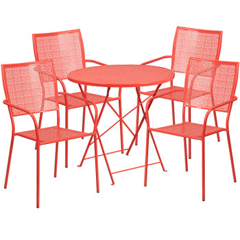 Flash Furniture 30RD Coral Fold Patio Set, Model# CO-30RDF-02CHR4-RED-GG