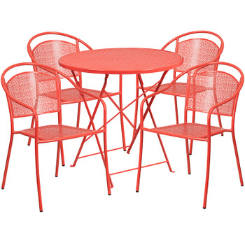 Flash Furniture 30RD Coral Fold Patio Set, Model# CO-30RDF-03CHR4-RED-GG