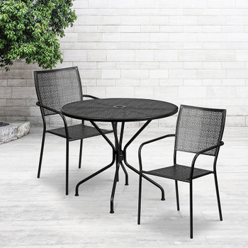 Flash Furniture 35.25RD Black Patio Table Set, Model# CO-35RD-02CHR2-BK-GG 2