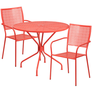Flash Furniture 35.25RD Coral Patio Table Set, Model# CO-35RD-02CHR2-RED-GG