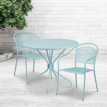 Flash Furniture 35.25RD Sky Patio Table Set, Model# CO-35RD-03CHR2-SKY-GG 2