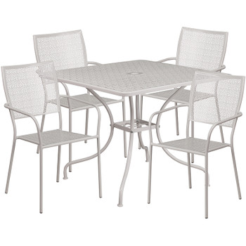 Flash Furniture 35.5SQ Gray Patio Table Set, Model# CO-35SQ-02CHR4-SIL-GG
