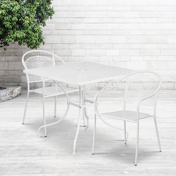 Flash Furniture 35.5SQ White Patio Table Set, Model# CO-35SQ-03CHR2-WH-GG 2