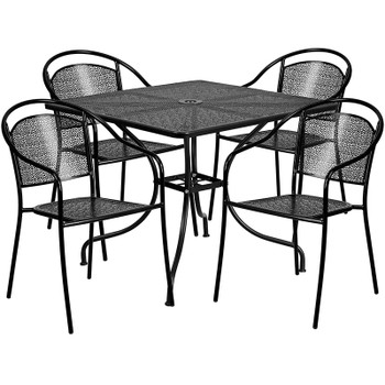 Flash Furniture 35.5SQ Black Patio Table Set, Model# CO-35SQ-03CHR4-BK-GG